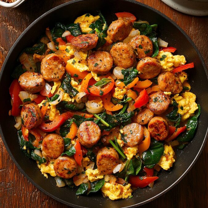 chicken breakfast sausage scramble with vegetables