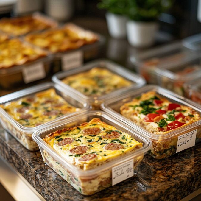 storing chicken sausage quiche in airtight containers