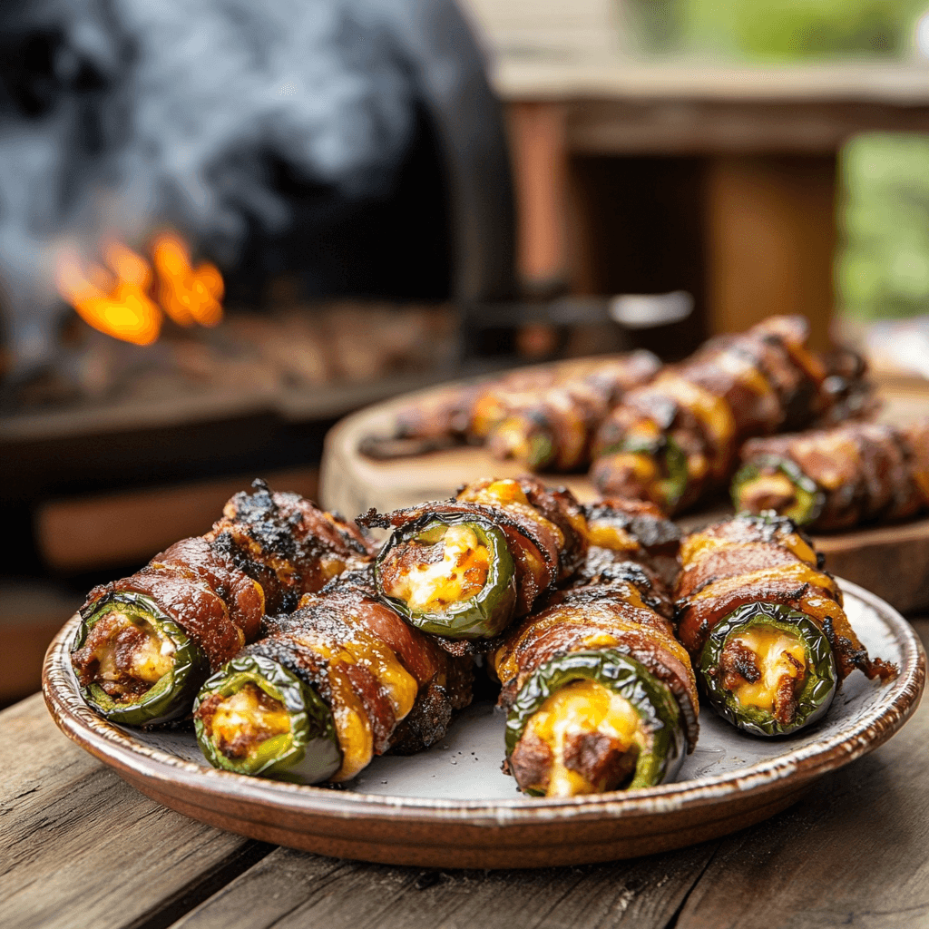 A plate of Texas Twinkies with crispy bacon and melted cheese.